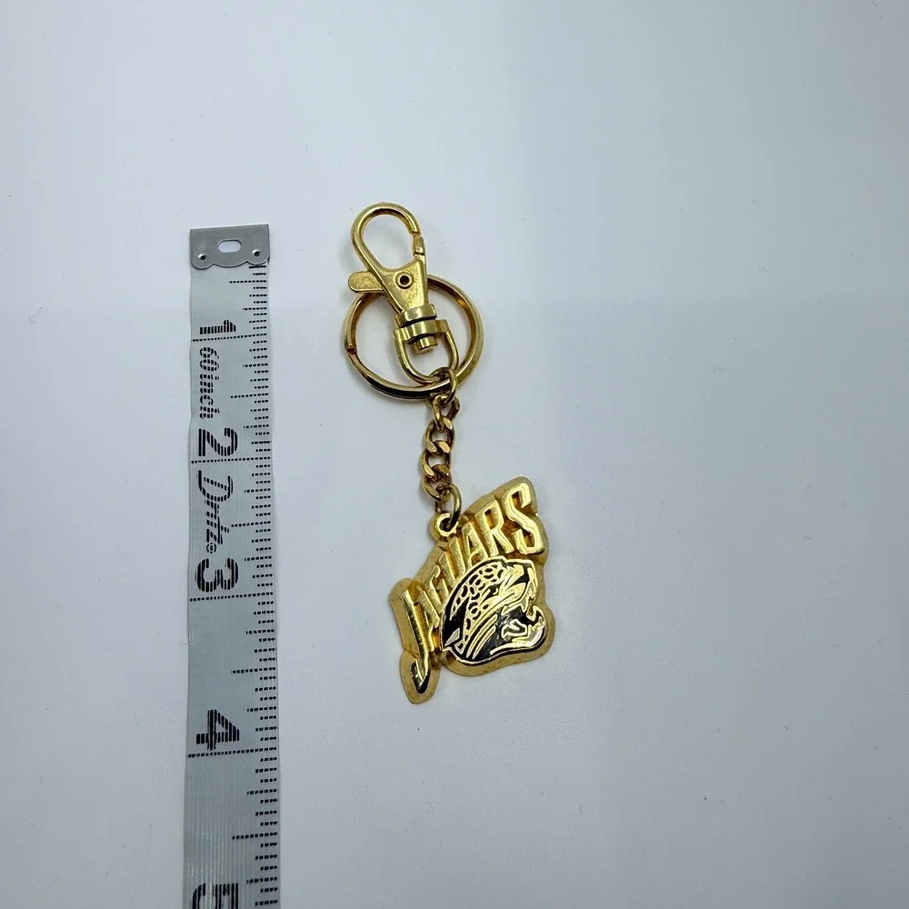 Vintage Y2K Jacksonville Jaguars NFL Gold Tone Enamel Mascot Keychain Key Ring